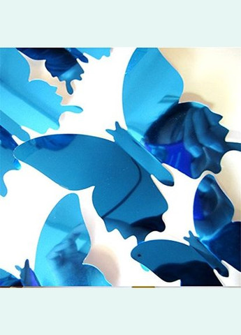 Декоративні метелики на стіну Наклейки метелики дзеркальні для декору приміщень, 12 шт Синій LELUNO (314489558)