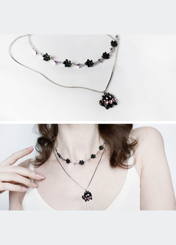 Набір двох ланцюжків для підлітка кавай кольє з чорним котиком fairycore підвіска з квіточками милі для пари фентезі indiekid No Brand (329892294)