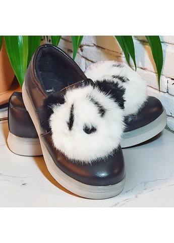 Черные демисезонные осенние слипоны мокасины туфли с мордашкой для девочки L&D