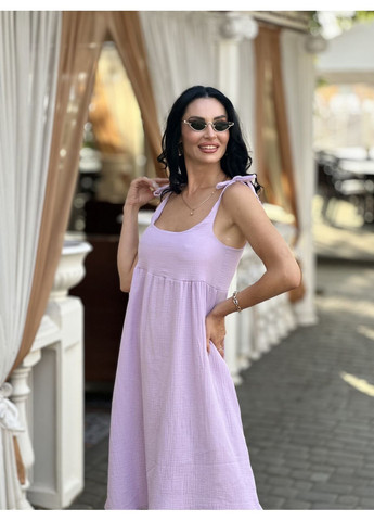 Лілова літня сукня сарафан з мусліну на бретельках Fashion Girl