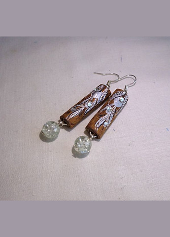 Серьги ручной работы из дерева корицы "Хрустальный водопад" No Brand (349843013)