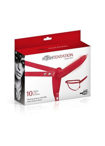 Страпон с вибрацией Vibrating StrapOn with Dildo Red Fetish Tentation (297587311)