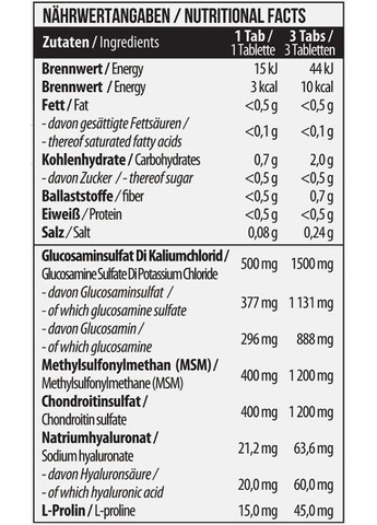 Glucosamine Chondroitin MSM Hyaluronic Acid L-Proline 90 Tabs MST Nutrition (321267598)