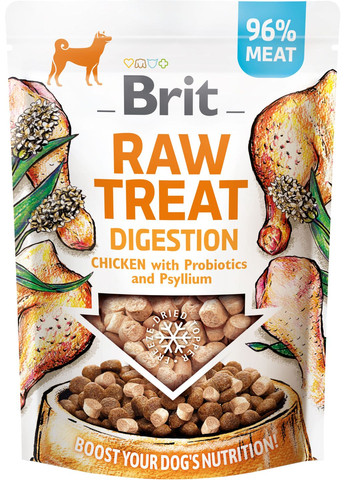 Лакомство для собак Raw Treat freezedried Digestion для пищеварения, курица, 40 г (8595602564439) Brit Care (279562316)