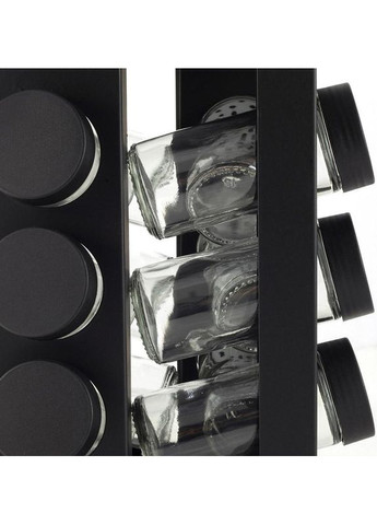 Набор для специй 12 стеклянных емкостей на подставке черный кухонные контейнеры для хранения специй Ofenbach (368979982)