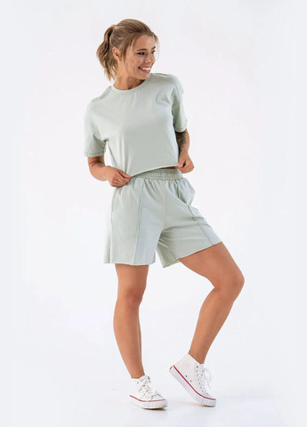 Женский летний комплект шорты и футболка Jumper Фисташковый Teamv (327223127)