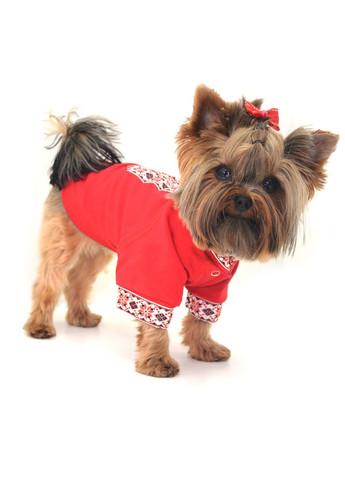 Сорочка Вишиванка для собак червона Тойтер'єр 25х34 см Zoo-hunt (280851641)