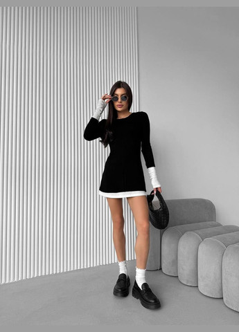 Черное повседневный мини платье повседневное Adelante однотонное