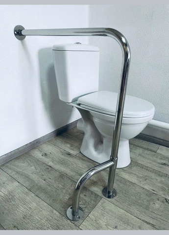 Поручень Г-подібний посилений напольний з поворотною ніжкою 360° для людей з інвалідністю, Ø 32 мм - 700х800мм, нержавіюча сталь Everest (352768935)