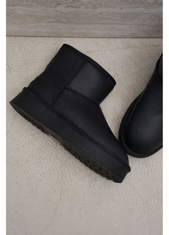 Зимові чорні шкіряні уггі з флотар на високій підошві, тепле та стильне взуття для щоденного носіння Stilli (363985001)