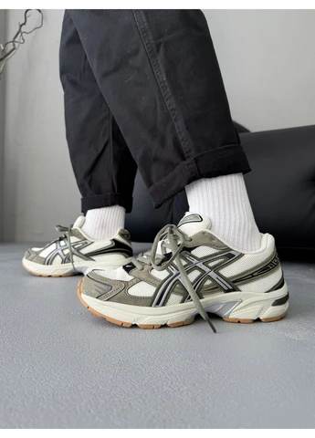 Белые демисезонные кроссовки мужские asics gel-1130 white/khaki асикс гель 1130 белые No Brand