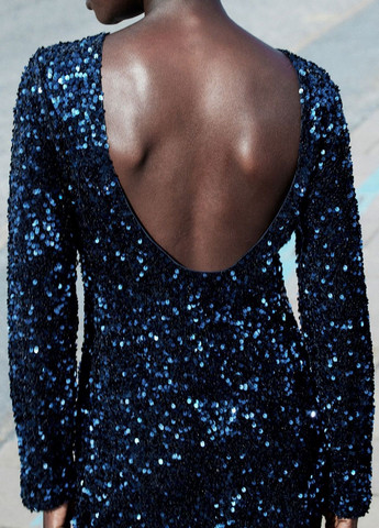 Темно-синее праздничный платье H&M однотонное