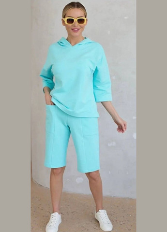 Женский костюм двойка с шортами цвет мятный р.42/44 453622 New Trend (286330259)