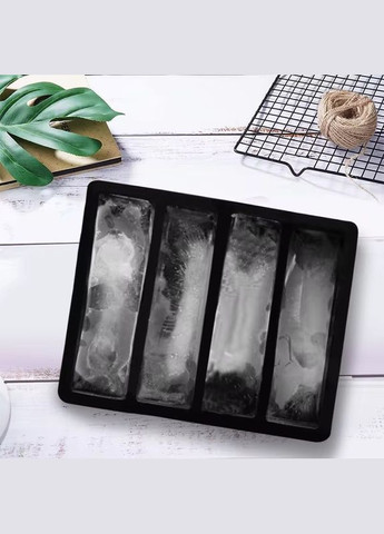 Силиконовая форма для льда Bar House прямоугольная 4 отверстия с крышкой 3,8 х 14 х 3,2 см No Brand (328936177)