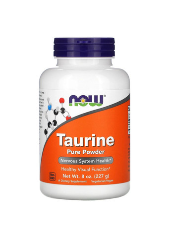 Таурін 1000 мг Taurine у чистому порошку для здоров'я нервової системи та зору 227 г Now Foods (264648150)