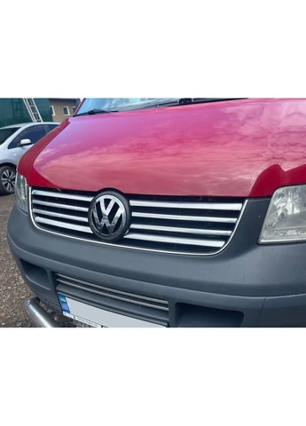 Накладки на решітку (8 смужок, нерж) Турецька сталь для Volkswagen T5 Transporter 2003-2010 рр CARMOS (389786854)
