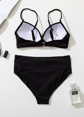 Чорний літній жіночий роздільний купальник bikini set ysabel морскької хвилі (8251) роздільний FS