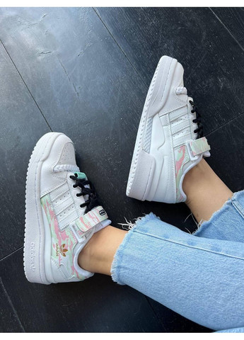 КРОССОВКИ ЖЕНСКИЕ ADIDAS FORUM LOW CLOUD WHITE PREMIUM АДИДАС ФОРУМ No Brand белые демисезоны (368887803)