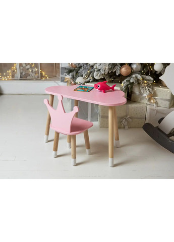 Столик дитячий зі стільцем Хмара/Корона 46x70x40 см Рожевий (2028215877) No Brand (371687334)