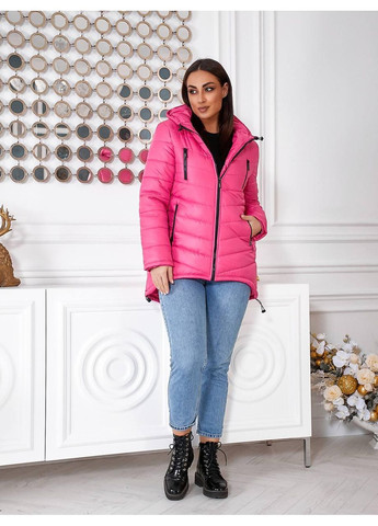 Комбінована демісезонна елегантна жіноча парка, арт. 300, малина KHAN