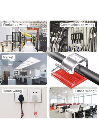 Органайзер фиксатор кабеля держатель для проволоки клипса самоклеющийся хомут кабель менеджмент 3M 1 шт WCL-1258 Белый Captain (370665148)