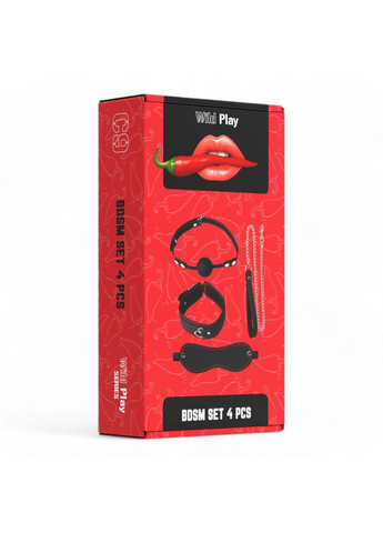 Наборы BDSM 4 в 1 БДСМ набор черного цвета качественный садо-мазо комплект Wild Play OEM (317748193)