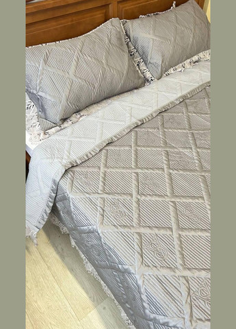 Плед із наволочками євро 220х240 см сірий (П-M-velurEvro5070-54) No Brand (306633522)