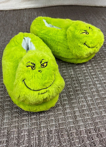 Кислотно-зеленые тапочки-кигуруми женские гринч плюшевые My Kigu с вышивкой