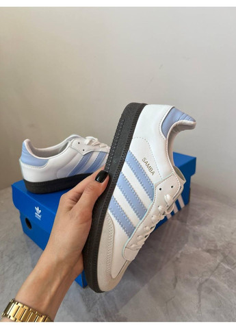 Білі Осінні кросівки чоловічі adidas samba white blue адідас самба No Brand