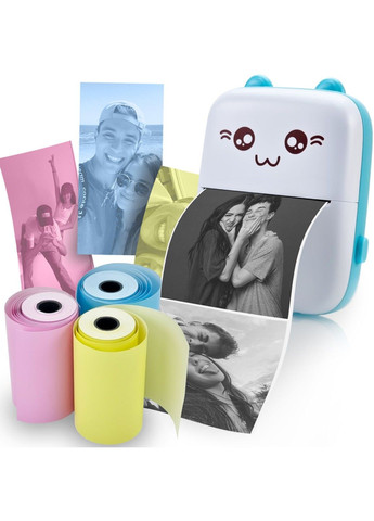 Детский портативный термопринтер Mini Printer (Голубой) No Brand (332634583)