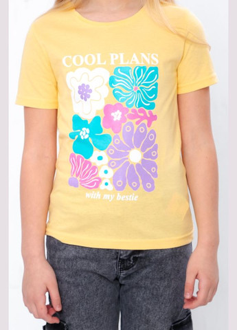 Желтая летняя футболка для девочки (бантик) Носи своє