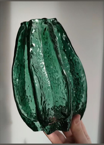 Ваза скляна у формі Карамболи D14*20.5см, зелений No Brand (324559326)