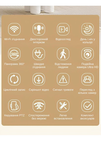IP-камера цокольна з подвійним об'єктивом XON SmartCam Wi-Fi 1080P (GBWEW22VW 3718) Біла XON E-Tech (356150901)