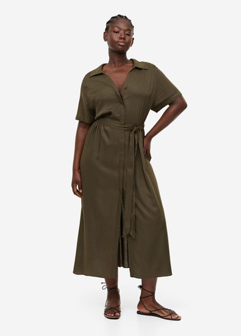 Оливкова (хакі) повсякденний плаття, сукня H&M однотонна