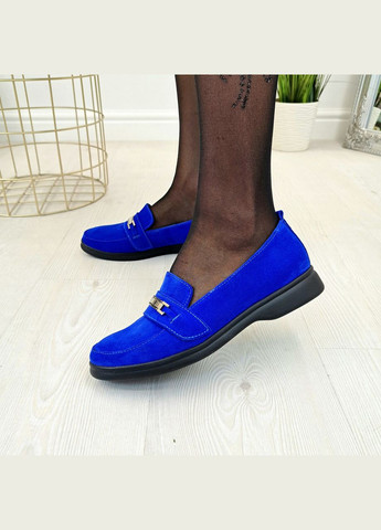 Vasha para Лоферы женские замшевые на низком ходу. Цвет электрик. 36 размер синий з натуральная замша, украина — демисезон (303931750)