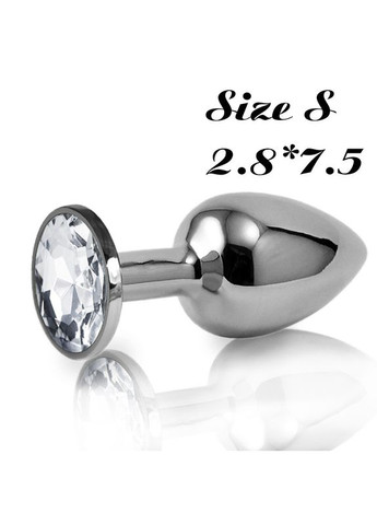 Анальна пробка S з прозорим каменем і лубрикант анальний 7.5*2.8 см No Brand (340914551)