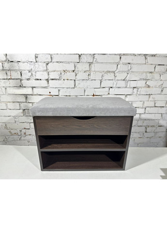 Банкетка для обуви в прихожую. Верхняя часть открывается. ДСП Венге. Ткань светло-серая. Шириной 70см. No Brand (369559563)