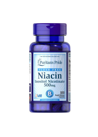 Витамины и минералы Niacin 500 mg Flush Free, 100 капсул Puritans Pride (293481816)