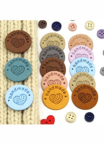 Бирка Handmade круглая, шт.замша, 2,5 см, голубая No Brand (341730653)