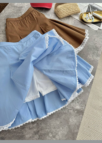 Кофейная юбка легкая воздушная с шортиками No Brand