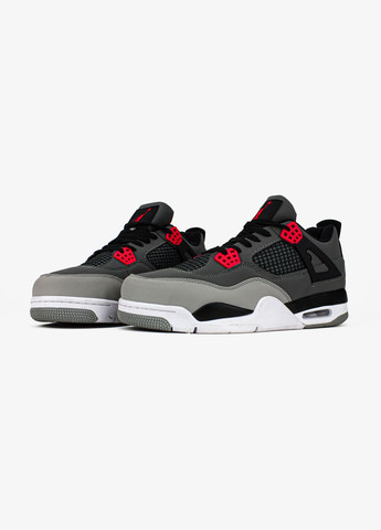 Серые всесезонные кроссовки мужские nike air jordan 4 retro infrared gray | найк аир джордан 4 ретро серые No Brand