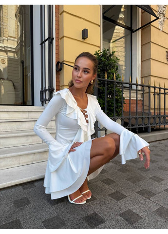 Білий святковий, повсякденний, кежуал жіноча сукня No Brand однотонна