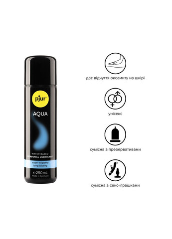Лубрикант на водній основі Aqua 250 мл, ефект оксамитової шкіри без прилипання Pjur (366876761)