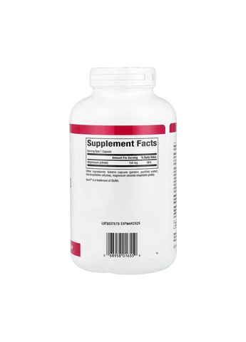 , цитрат магнію, 150 мг, 360 капсул Natural Factors (361972029)