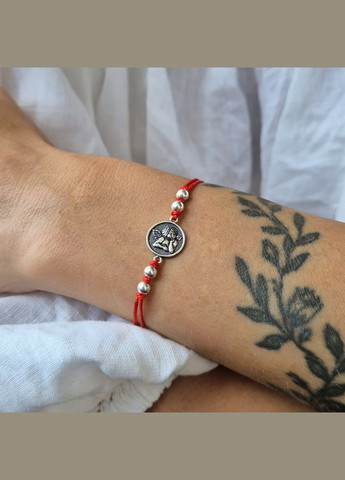 Срібний Червоний браслет без каменів Оберіг Янгол срібло 925 проби Чорнене 75293 1.59г Nobrand (363969326)