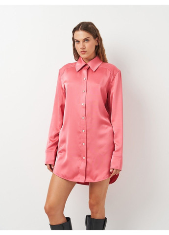 Темно-розовая кэжуал рубашка однотонная H&M