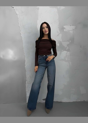 Коричневая женский базовый черный коричневый лонгслив блуза, блузка шоколадная Україна