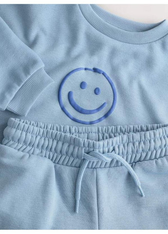 Коричневий демісезонний комплект оверсайз на флісі light blue/smile Next Trend 7074~01