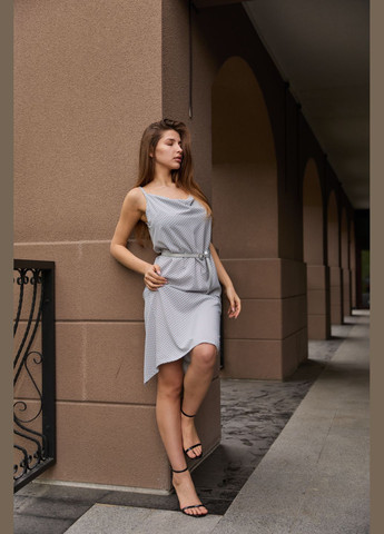 Голубое платье MN в горошек