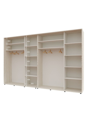 Шафа-купе чотиридверна 400*60*240 см Дуб Білений 4 двері Дзеркало Стандарт Комфорт Меблі (360453693)